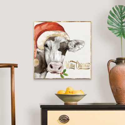 Vache de Noël - reproduction d'art sur toile