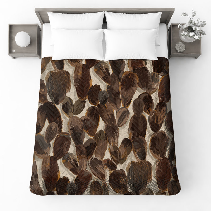 Brown Cactus Pattern Bedding Cactus Bedspread Nature, Queen