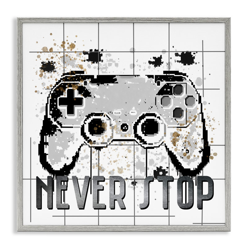 «Never Stop Pixel Gamer», estampe numérique, conception de Kim Allen, H 17 po x l 17 po, Estampe numérique Farmhouse