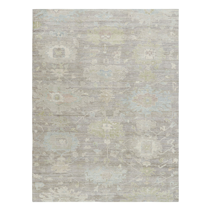Rug & Kilim’S Oushak Style Rug In Beige And Green With Floral Patterns