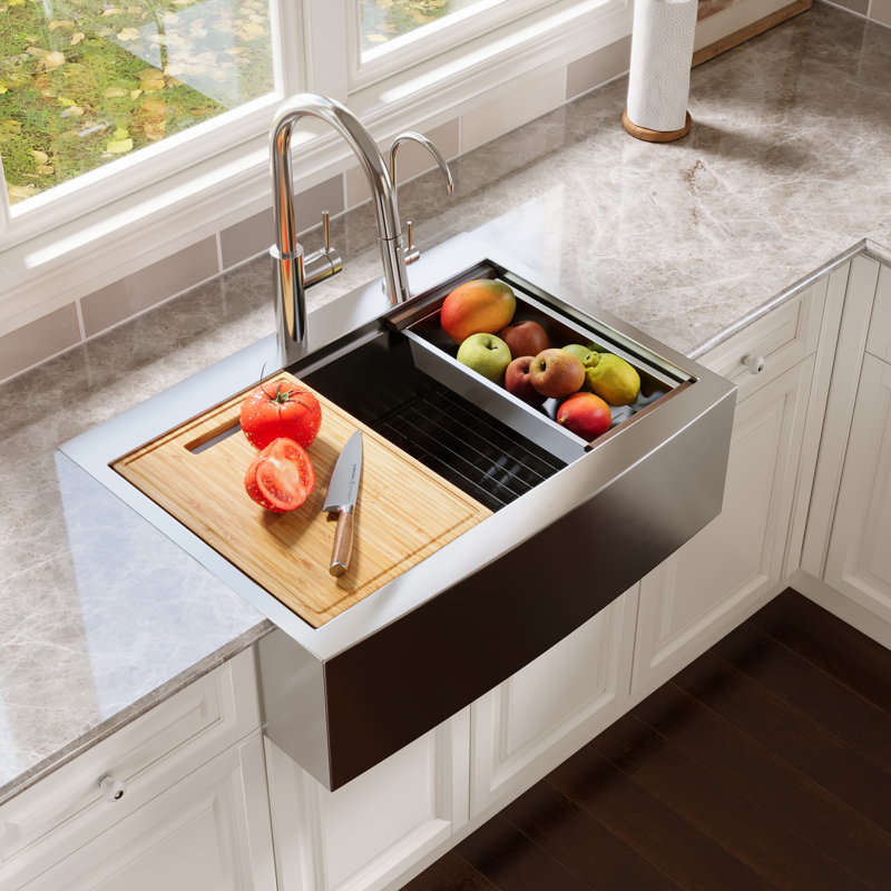 Évier de cuisine à cuve simple en acier inoxydable avec accessoires de cuisine L 30 po x l 22 po DeerValley