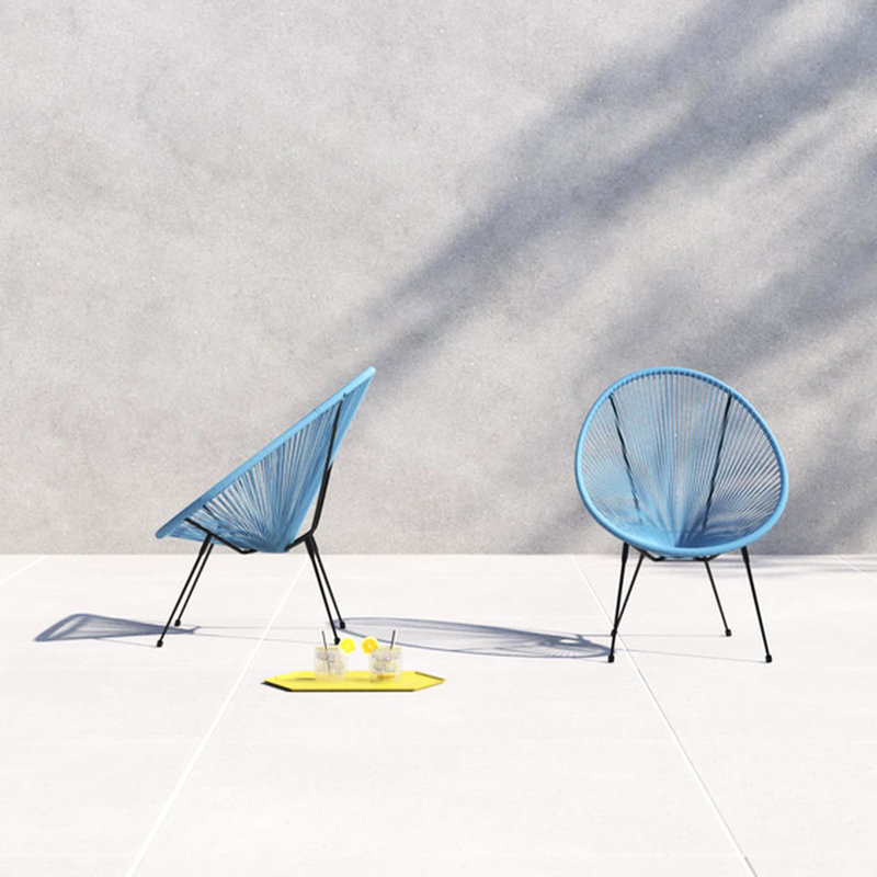 2 chaises d'extérieur en forme d'œuf avec finition acier et turquoise, inspirées des styles rétro-modernes, assemblage rapide, convient à la détente intérieure 2, style, rouille, empilable, installation rapide, idéal