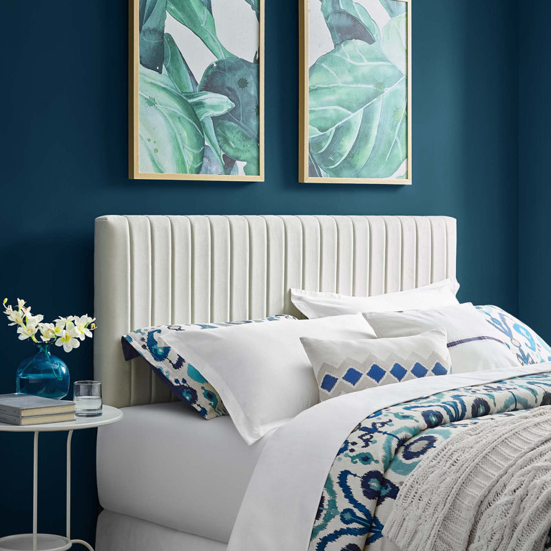 Tête de lit en velours Modway Carson Carrington Stryn, Ivoire, Double/grand
