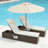 Set of 2 Outdoor Chaise Lounges, Patio PE Rattan Reclining Chairs with 6-Position Adjustable Backrest, Cushioned Seats and Headrests