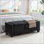 Repose-pieds avec rangement capitonné en similicuir 48 po - noir-129894687-129894690