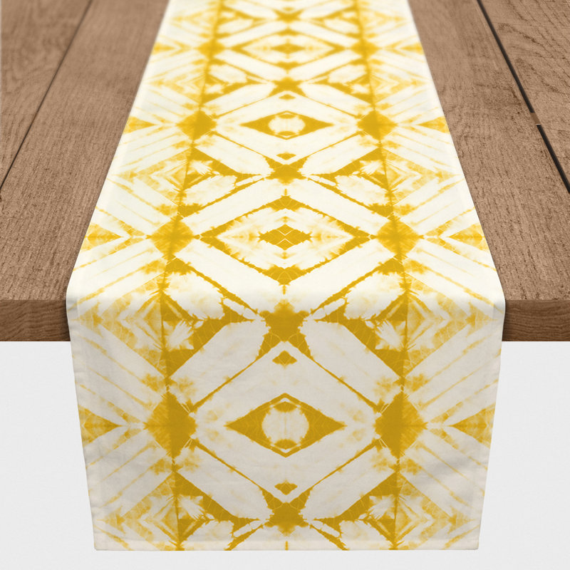 Maghull Diamond Shibori Table Runner, Yellow, 72" x 16"