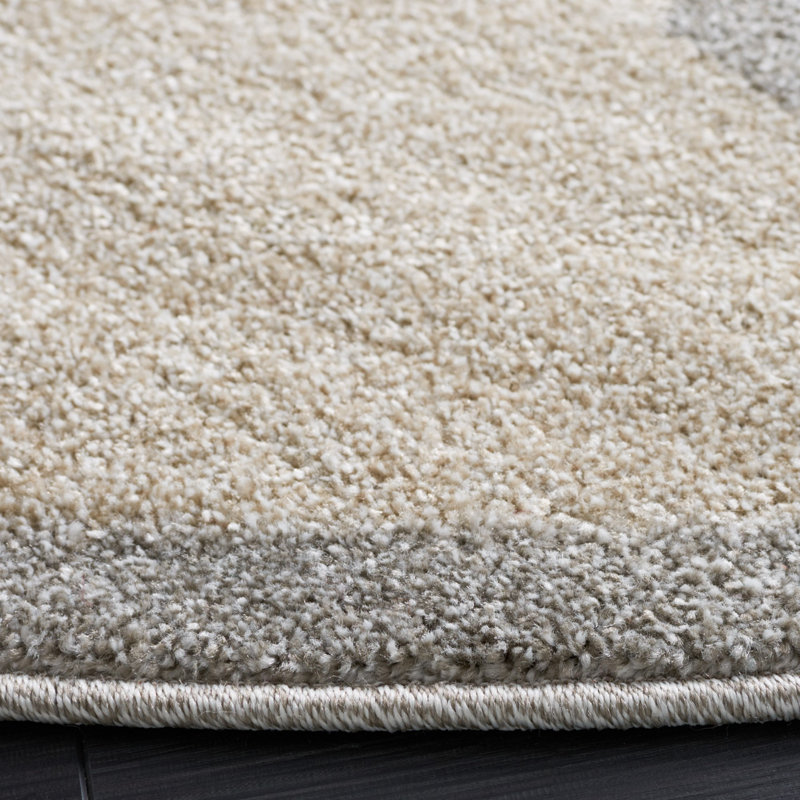Ammundsen Geometric Beige Area Rug, Round 7'