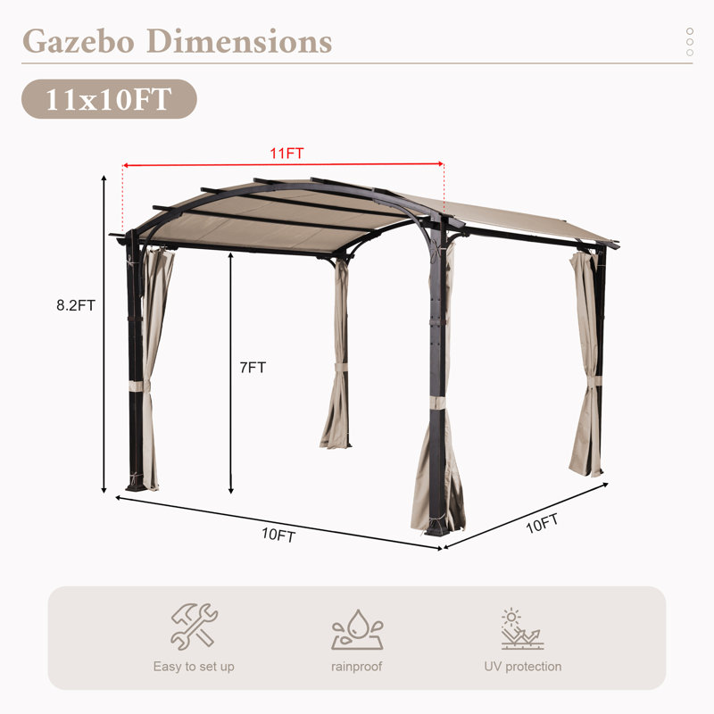 11 Ft. W x 10 Ft. D Metal Pergola with Canopy: Durable and Functional Outdoor Addition