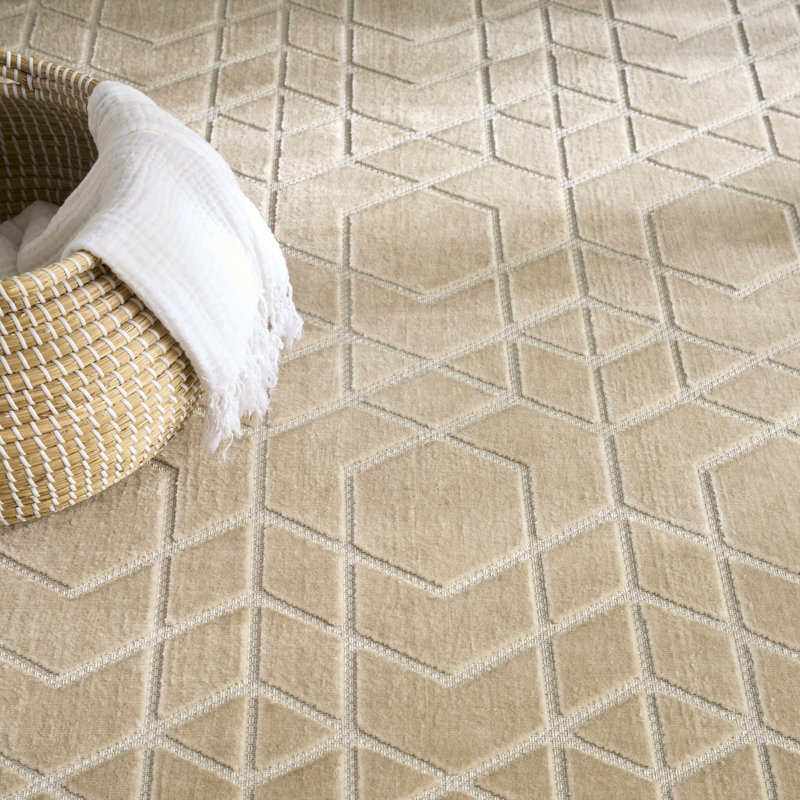Tapis d'intérieur ivoire moderne lavable 6 pi x 9 pi Nourison, Rectangle 6 pi x 9 pi