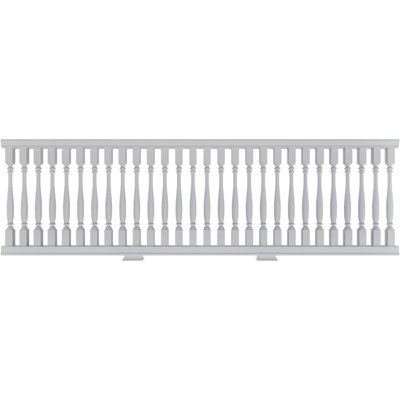 Endurathane 500 Series Amy Unassembled Balustrade Railing Kit, 44" Overall Height x 12'L. Kit includes (28) 2 1/2"W x 36"H Amy Balusters, (1) 144"L Top Rail, (1) 144"L Bottom Rail, (2) Rail Installation Kits & 2 Support Blocks