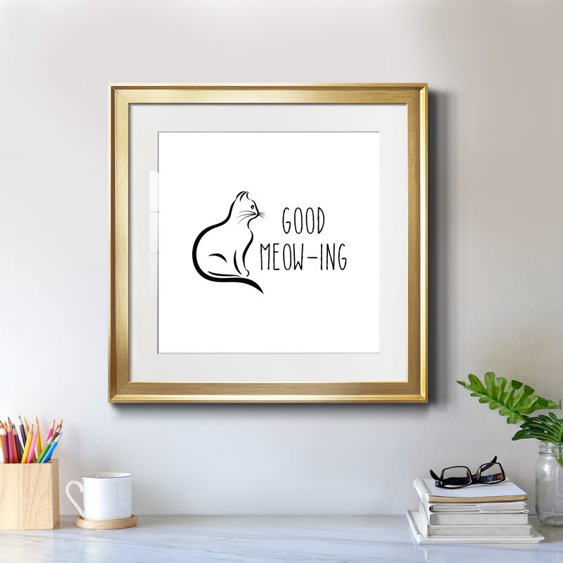" Good Meow-Ing ", Gold, 16" H x 16" W x 1" D