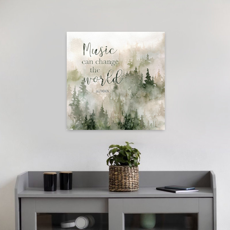 «Music of the Mountains I Elegant Peaceful Serene Forest Landscape», art mural, H 18 po x l 18 po