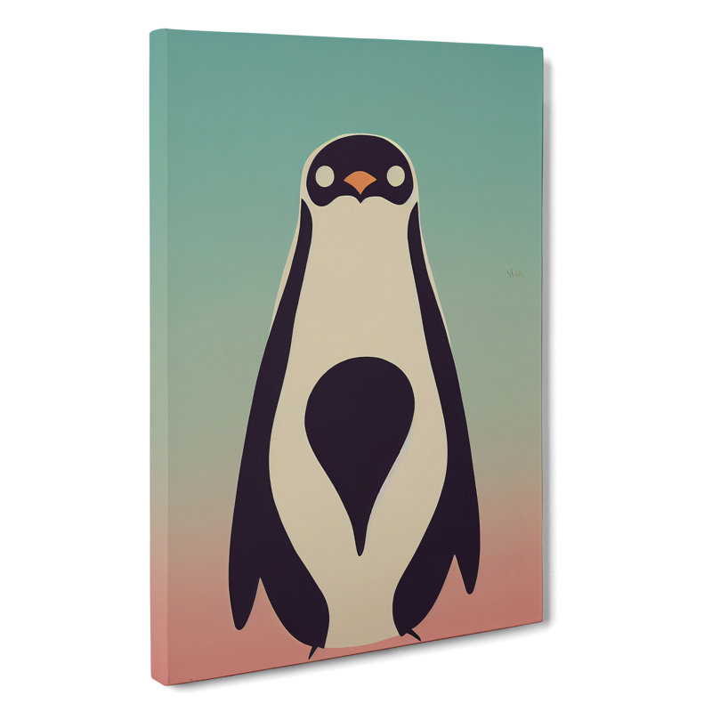 Penguin in Abstract No.6 - Wall Art, Wrapped Canvas, 50cm H x 35cm W x 3cm D, No Matte