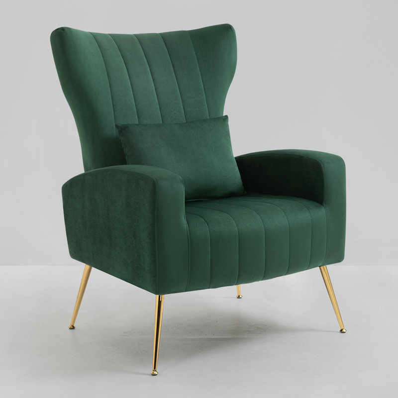 27' ' wide velvet armchair Mahith, Vert