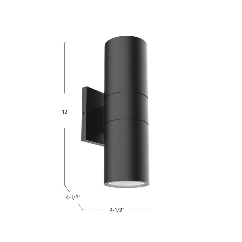 Lund LED Outdoor Armed Sconce, Black, 12"H x 4.5"W x 3.5"D