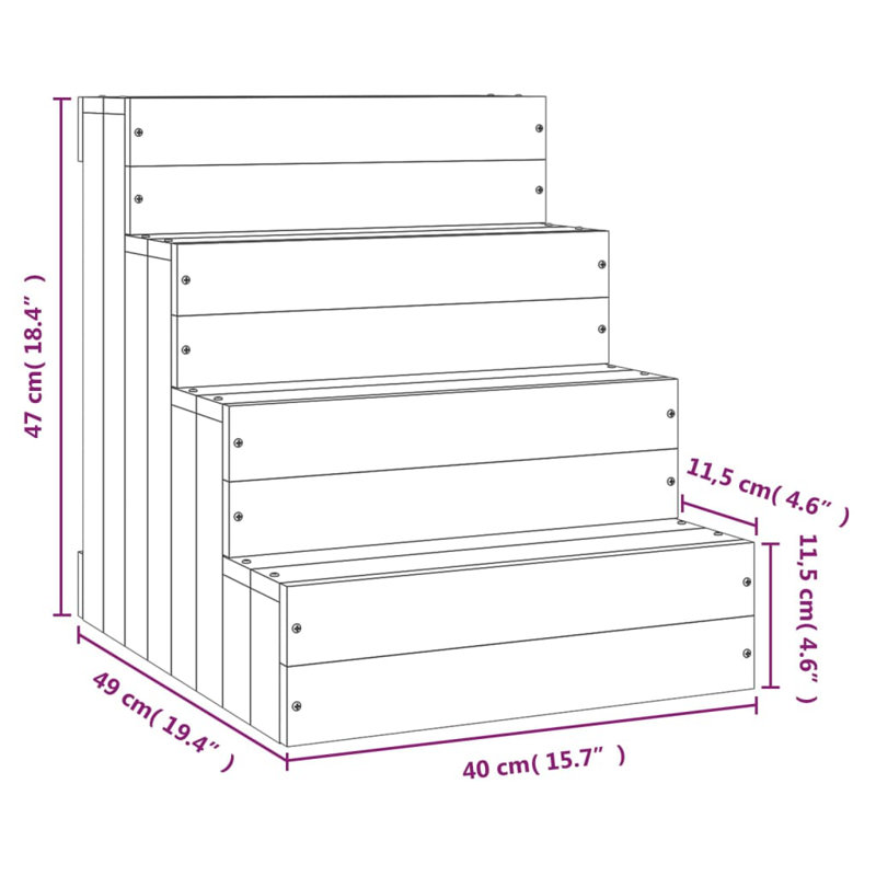 Hensley Pet Stairs, 47 H x 40 W x 49 D, Honey Brown