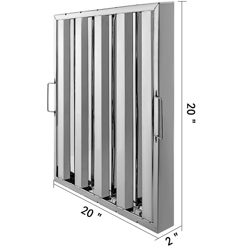 VEVOR Pack Of 6 Stainless 19.5"W x 19.5"H Commercial Hood Filter, 5 Grooves Kitchen Exhaust Filter, 20" H x 20" W x 2" D