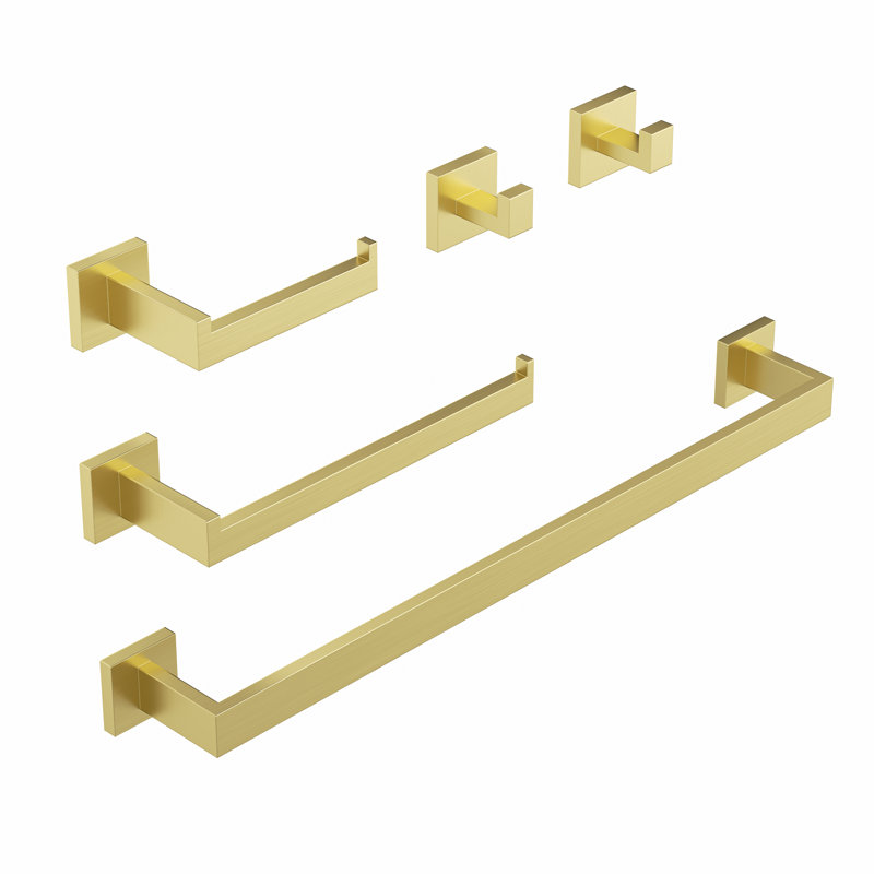 5-Piece Bath Hardware Set, Brushed Gold