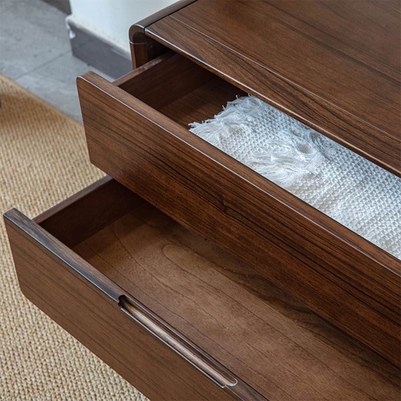 Solid Wood Coat Rack Dual Drawers