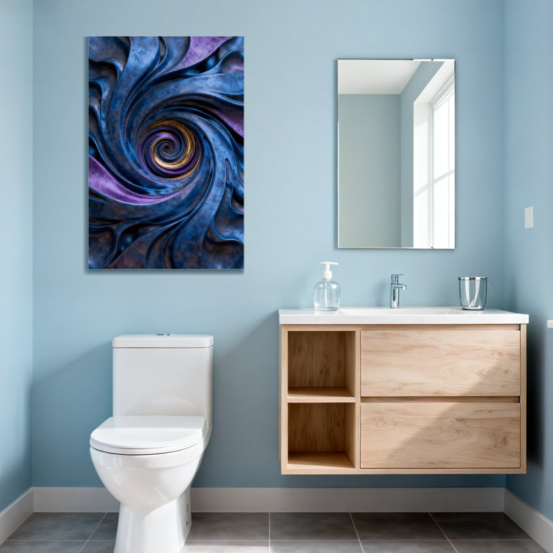 Motif spirale abstraite bleue et mauve tendance, H 30 po x l 20 po