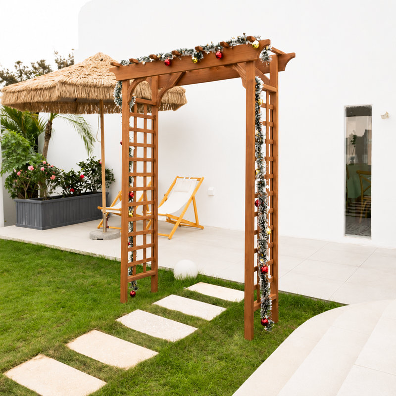 155cm W x 66cm D Solid Wood Arbour in Brown