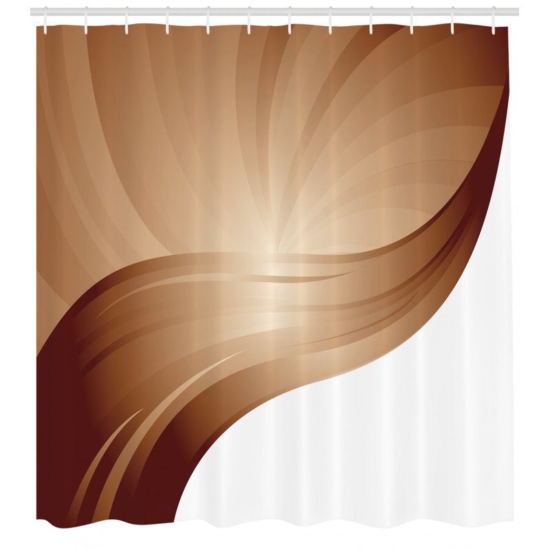 Shower Curtain Set + Hooks, 75"H x 69"W, Pale Coffee