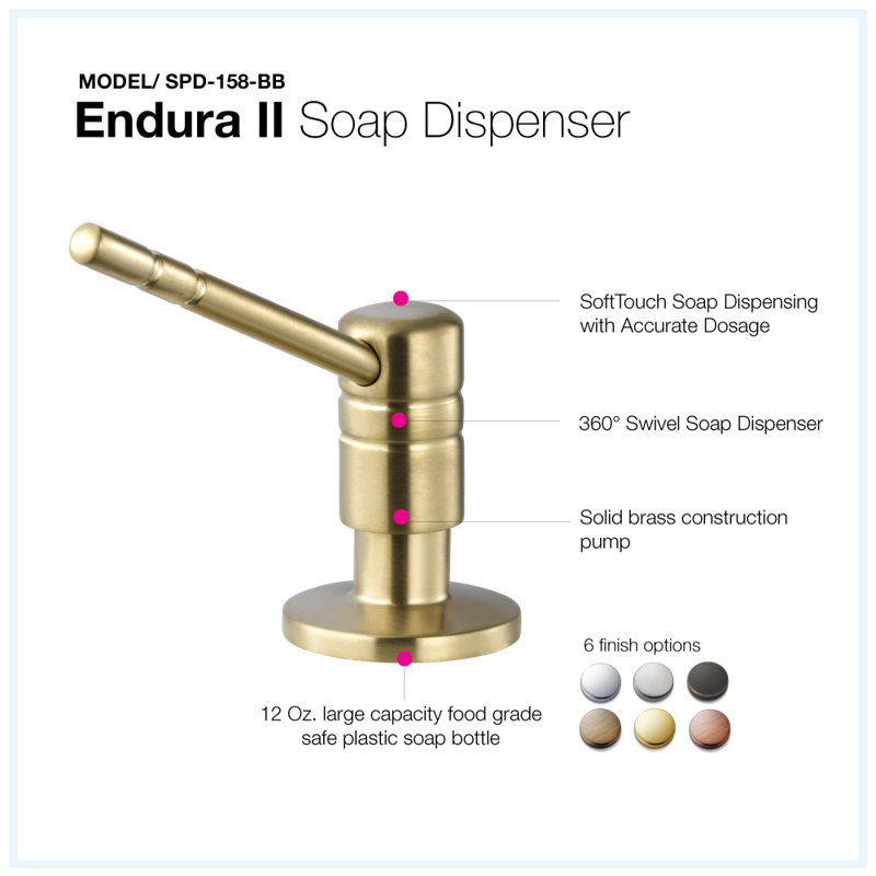 Distributeur de savon Endura II, Laiton brossé