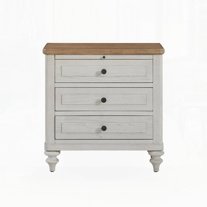 Table de chevet moderne pour chambre à coucher, Blanc / Chêne
