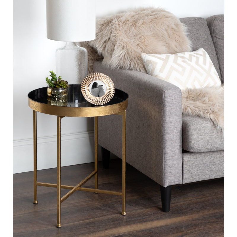 Table de bout Ekta, Doré, Noir, H 22 po x l 18,25 po