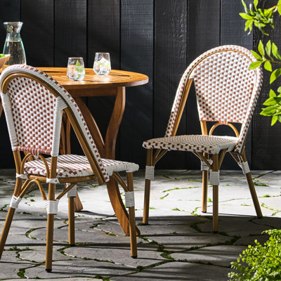 Chaise de jardin French Bistro, PE et aluminium, rouge rouille et blanc, chaises pour 2 personnes, structure, style extérieur