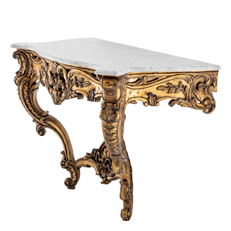 Rococo 49.21'' W Marble Console Table