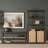 Adeline 2 Door Open Dark Brown Wood W/ Paper Rope Shelving Unit