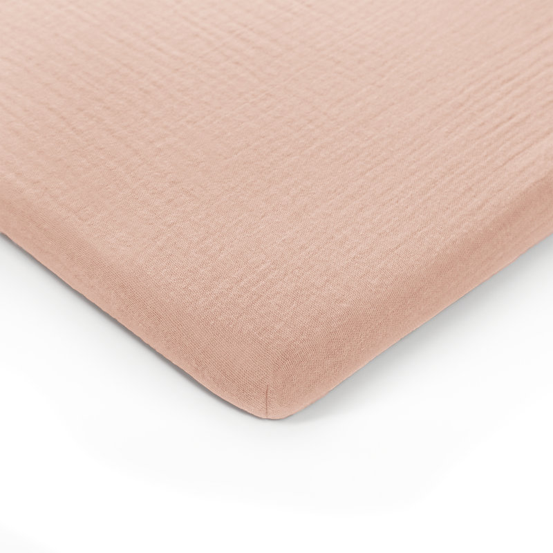 Blush Cotton Muslin Fitted Bassinet Sheet for Baby