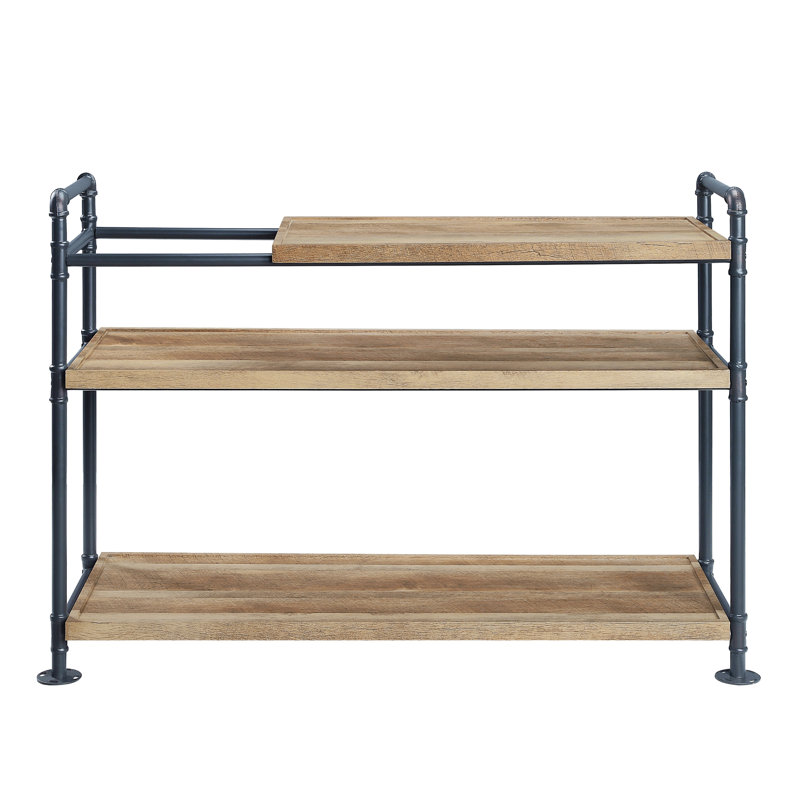 Bookshelf W/3 Shelves In Oak & Sandy Black Finish,Console Table,Sofa Table