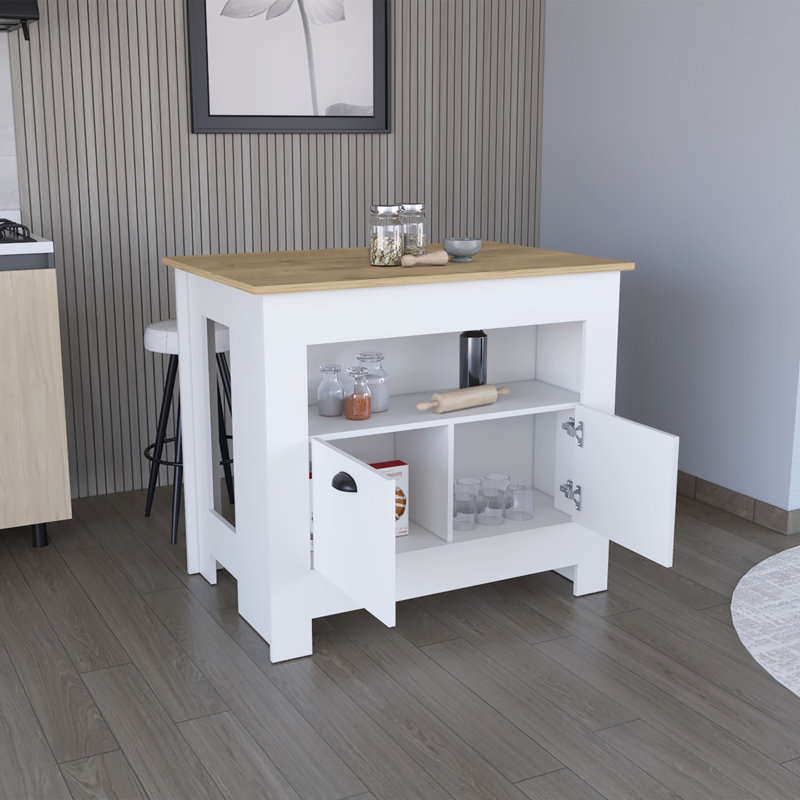 Armoire et étagère à deux portes pour îlot de cuisine Arlet, Blanc