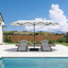 15Ft Rectangle Outdoor Garden Table Umbrella With 69.3" Long Reclining Chaise Lounge