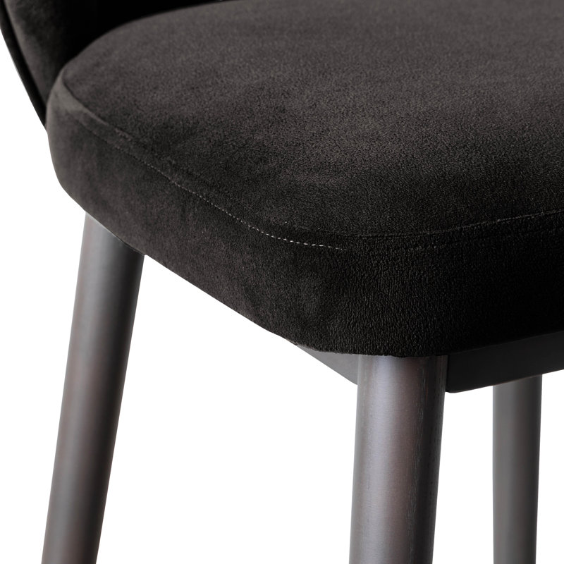 Tabouret de comptoir en velours Lowther Hailey, Gris anthracite, Velours crème / cadre brun