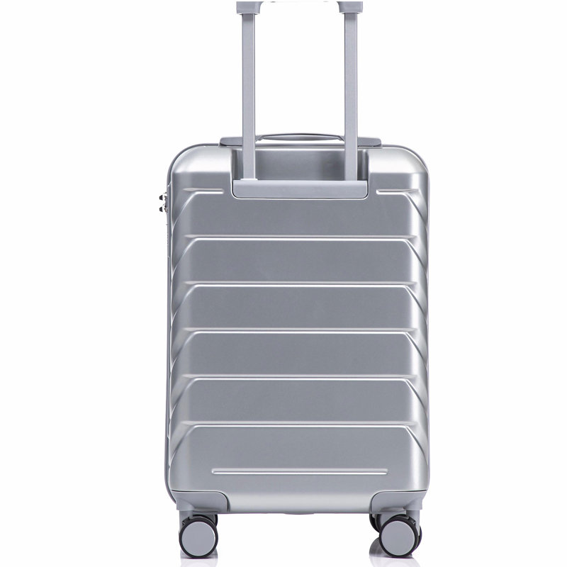 Bagage à carreaux rigide de 20 pouces en ABS à carreaux roulés - Surface résistante aux égratignures, quatre roues multidirectionnelles, avec serrure à combinaison. (Argent)