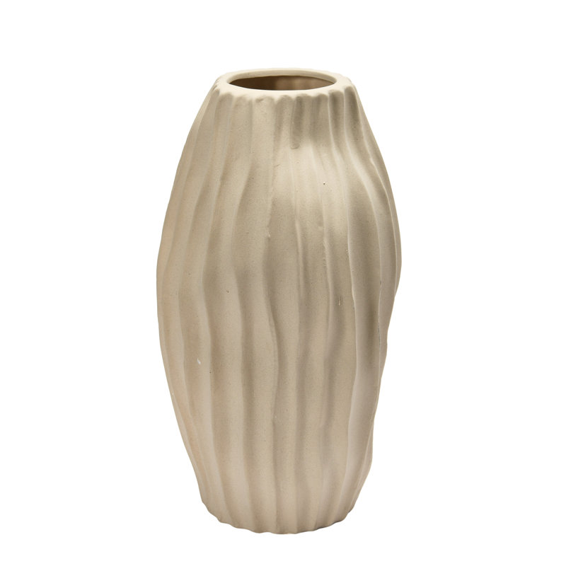 Stoneware Abstract Fluted Vase Sand