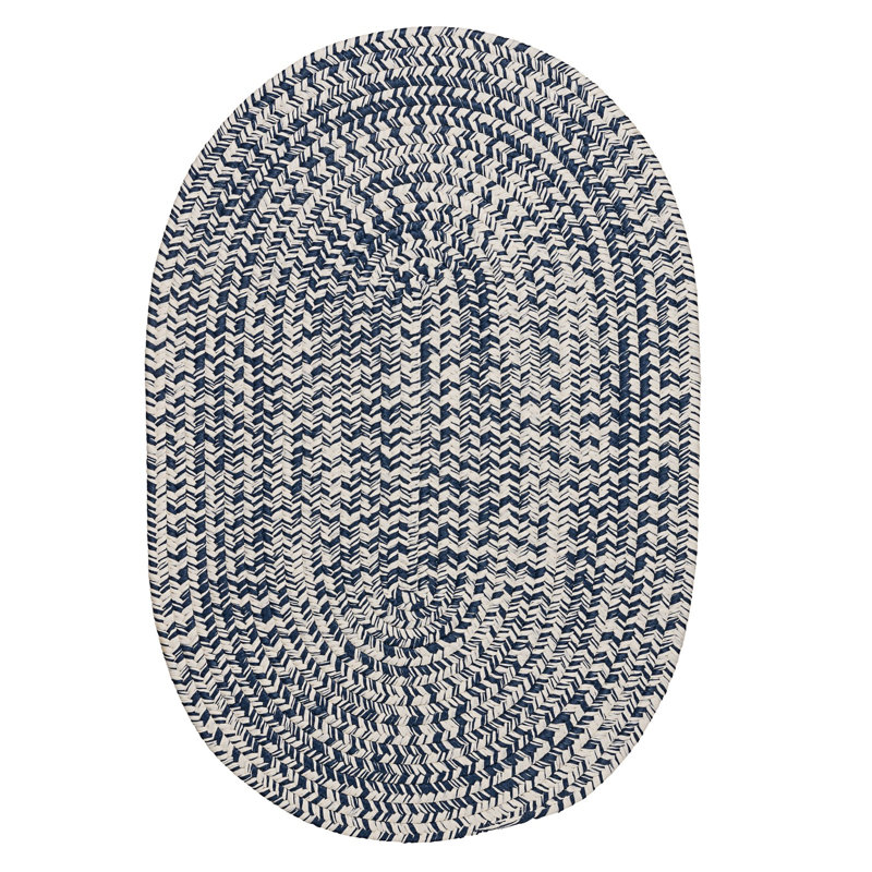 Tapis bleu tressé à la main Allyria, Ovale 2 pi x 3 pi