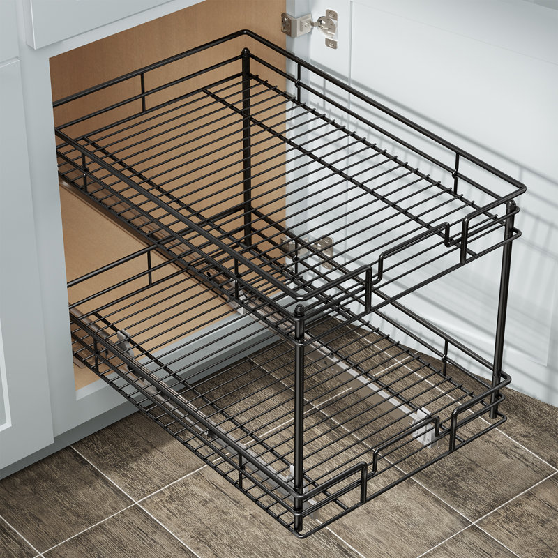 Rashun Steel Pull Out Drawer, Black, 16.4" H x 17" W x 21" D