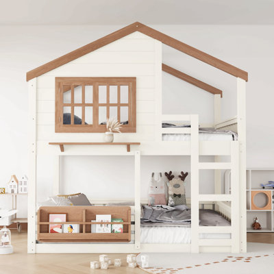 Bunk Bed/Loft Bed With Bookshelf, House Design, High-Quality Safety Fencing