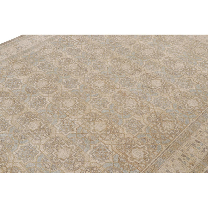 Hand Knotted Silk Area Rug in Brown