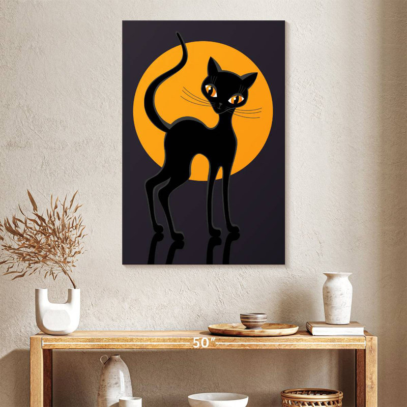 Chat et lune, H 39 po x l 26 po