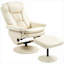  Fauteuil inclinable réglable pivotant à 360 ° avec repose-pieds, similicuir blanc vif pour le salon, la chambre, le bureau à domicile-1350475347