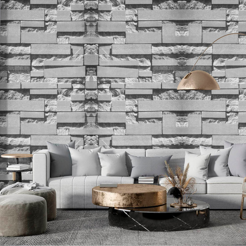 10M 3D Rustic Stone Brick Wall Paper