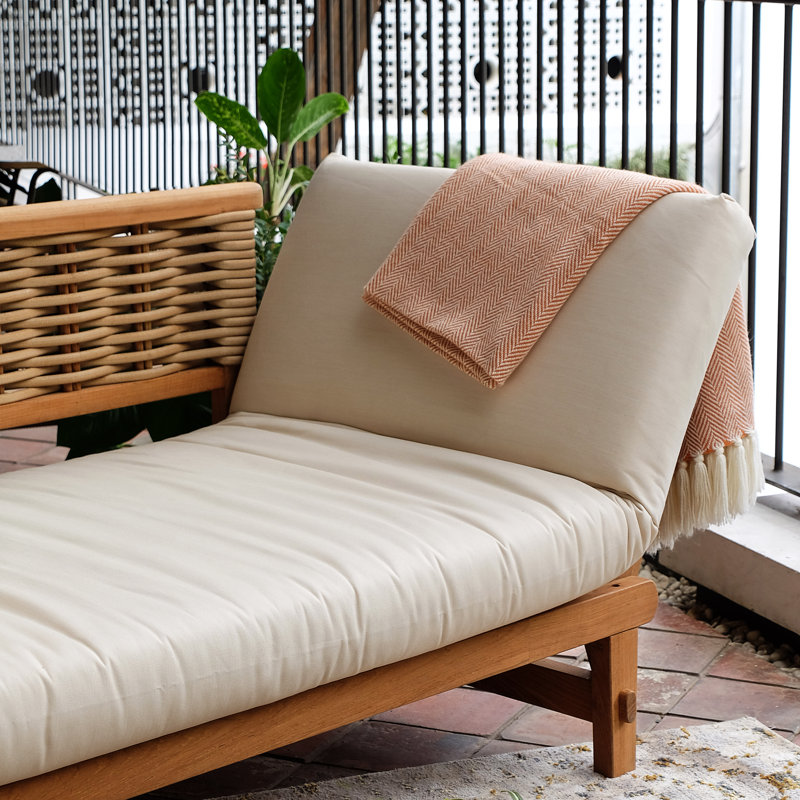 Fumero 79'' Teak Outdoor Patio Daybed with Cushions