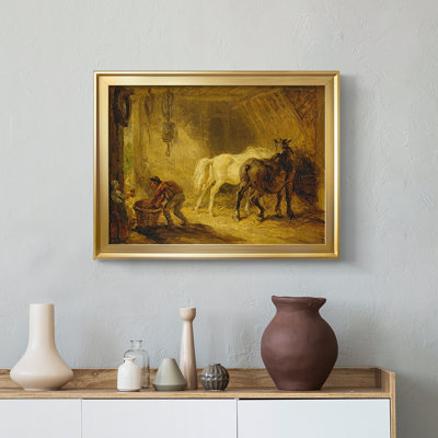 Interior of a Stable with Horses and Figures-James Ward-Framed Gallery Wrapped Canvas-c. early 19th Century
