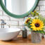 Tournesol artificiel en pot de fleurs artificielles en tournesol, tournesol artificiel pour salle de bain