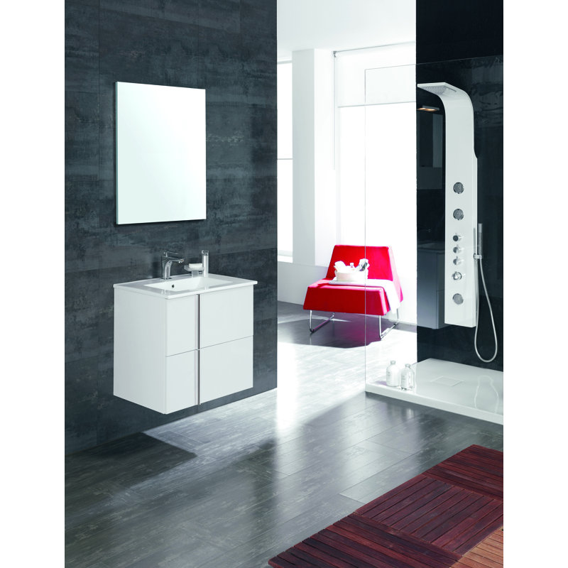 Ensemble de meuble-lavabo simple mural 24 "Miguel, Blanc, Chrome